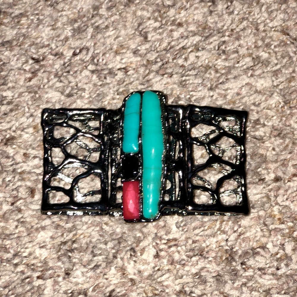 Retro 80’s/90’s style Black, Turquoise and Pink Stretch Bracelet
